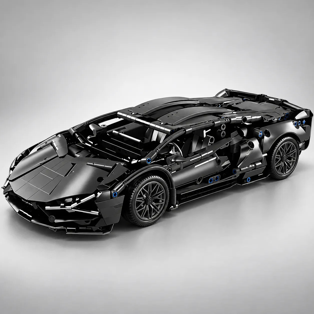 1:14 Black Sports Car Building Blocks Set 1000PCS+, Suitable for 14+, Educational Assembled Model, Home Decoration & Gift