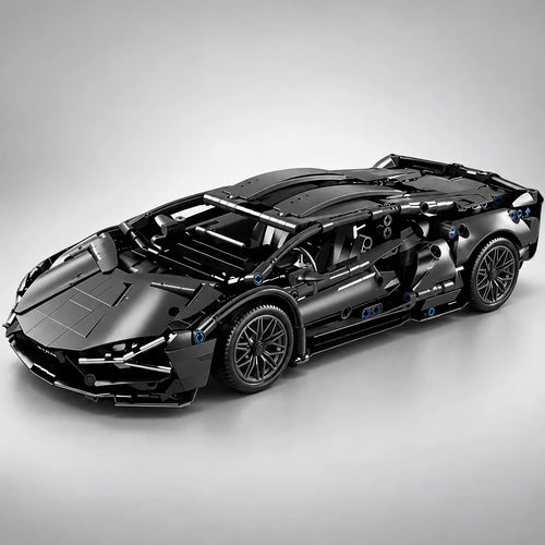 1:14 Black Sports Car Building Blocks Set 1000PCS+, Suitable for 14+, Educational Assembled Model, Home Decoration & Gift