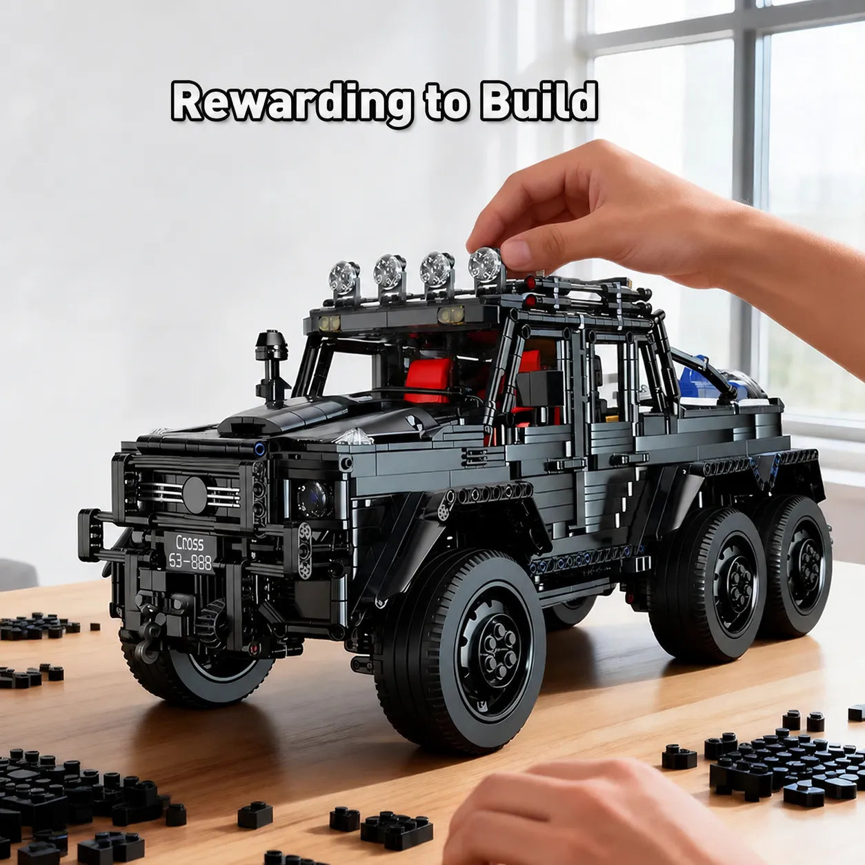 3224pcs 6x6 Black Off-Road Truck Building Blocks Set 1:8 Pickup Truck Car Construction Kit DIY Bricks Toy Gift for Adults Teen