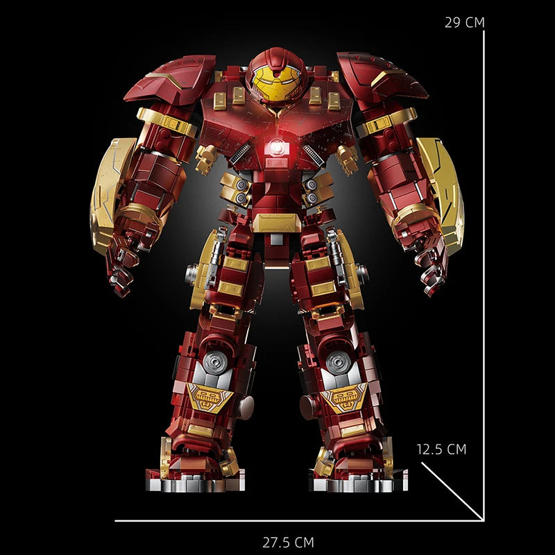 2600+ PCS Red and Gold Battle Mech Building Block Set, Large Robot Action Figure Model, DIY Construction Bricks Toy, Display Ornament and Holiday Gift