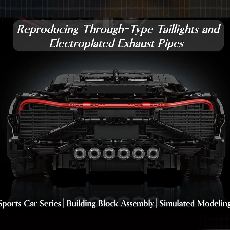 4688+PCS Technical Car Toys The MOC Black La Voiture Noire Building Block Assembly Sport Car Brick Kids Christmas Gift