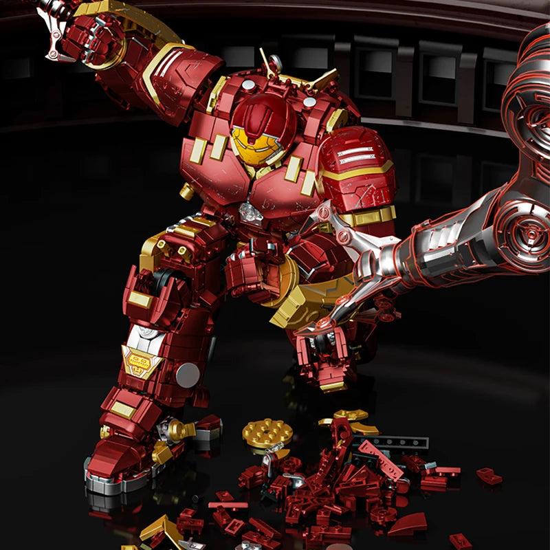 2600+ PCS Red and Gold Battle Mech Building Block Set, Large Robot Action Figure Model, DIY Construction Bricks Toy, Display Ornament and Holiday Gift