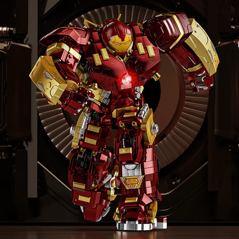2600+ PCS Red and Gold Battle Mech Building Block Set, Large Robot Action Figure Model, DIY Construction Bricks Toy, Display Ornament and Holiday Gift