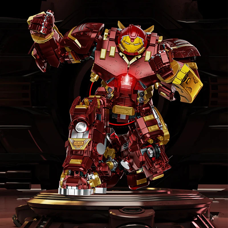 2600+ PCS Red and Gold Battle Mech Building Block Set, Large Robot Action Figure Model, DIY Construction Bricks Toy, Display Ornament and Holiday Gift