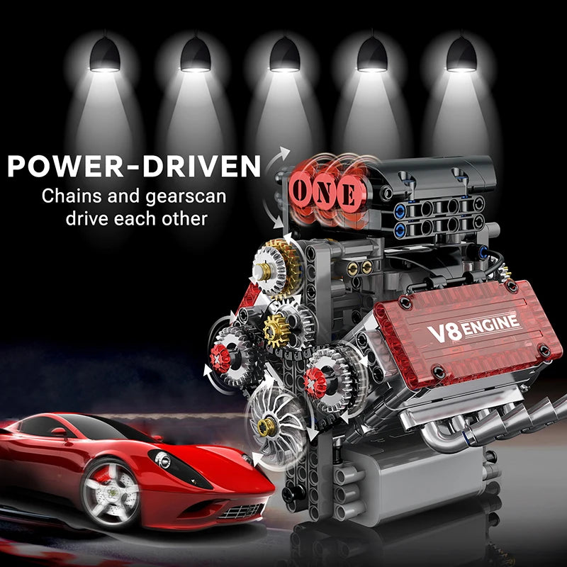 Build Your Own Motorized V8 Engine – DIY Building Set for Car Enthusiasts
