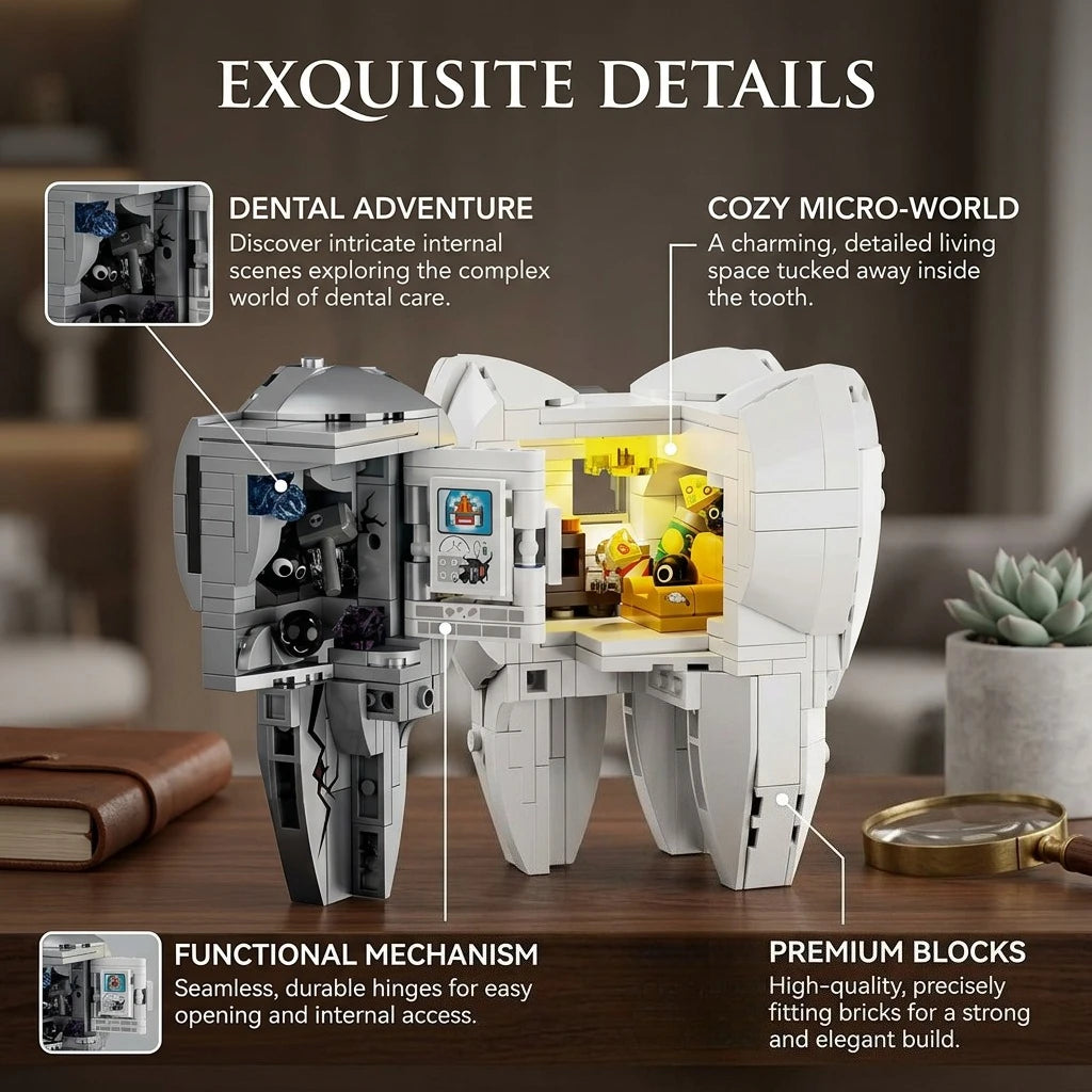 Mechanical Tooth Building Block Model with LED – Educational DIY Assembly Set for Kids