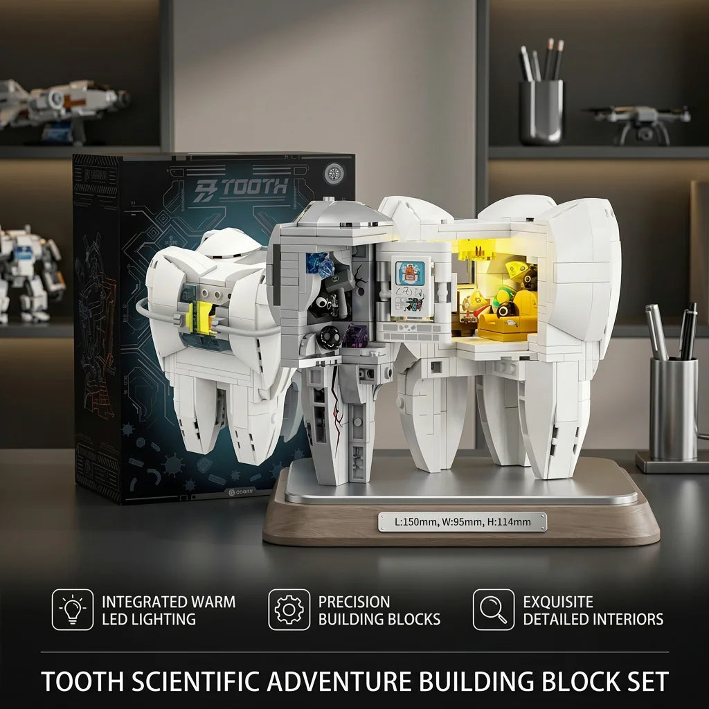 Mechanical Tooth Building Block Model with LED – Educational DIY Assembly Set for Kids
