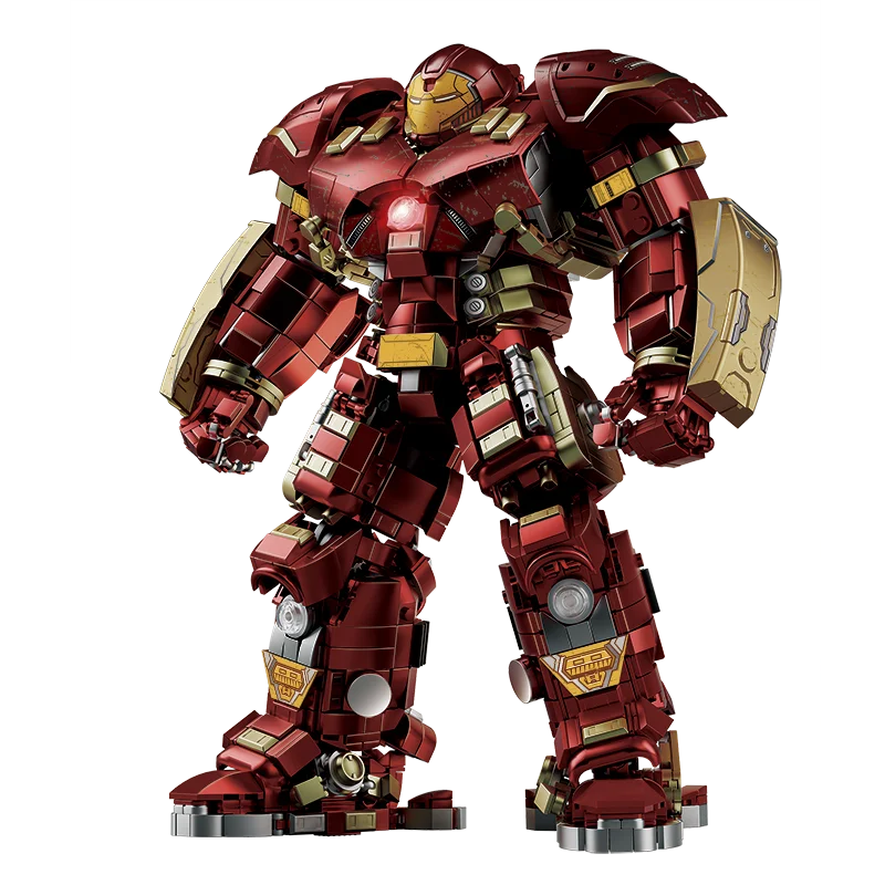2600+ PCS Red and Gold Battle Mech Building Block Set, Large Robot Action Figure Model, DIY Construction Bricks Toy, Display Ornament and Holiday Gift