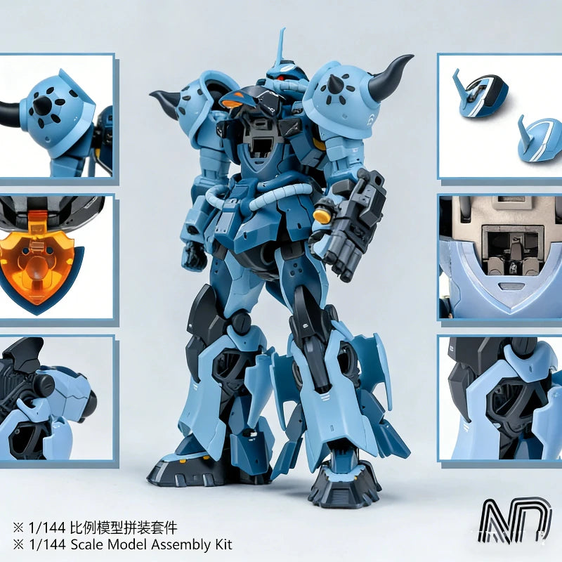1/144 Scale Blue Combat Mecha Assembly Model Kit Action Figure with Water Decals