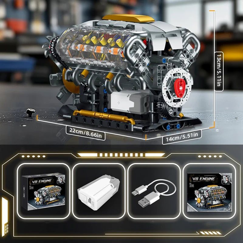 Technical V8 Engine Building Block Model – Mechanical Assembly Set for Display