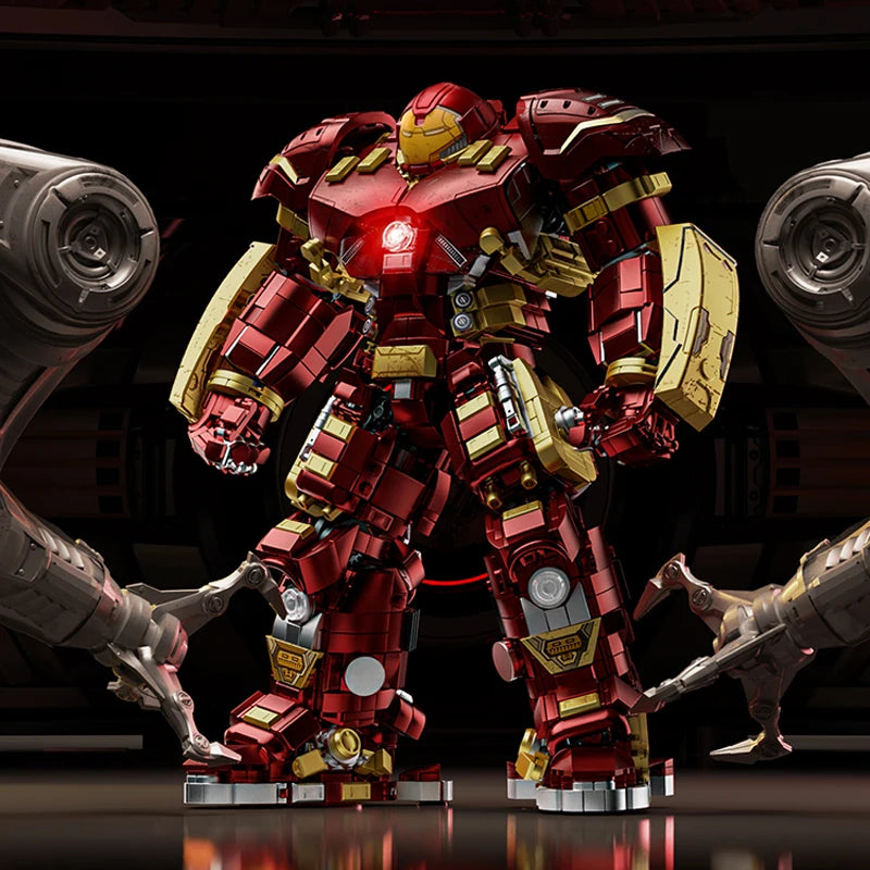 2600+ PCS Red and Gold Battle Mech Building Block Set, Large Robot Action Figure Model, DIY Construction Bricks Toy, Display Ornament and Holiday Gift