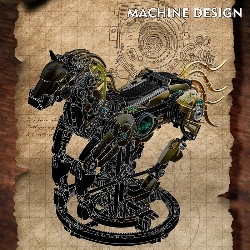 Mechanical Horse Building Set – 1,055-Piece STEM Animal Model for Play & Display