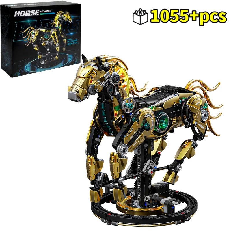 Mechanical Horse Building Set – 1,055-Piece STEM Animal Model for Play & Display