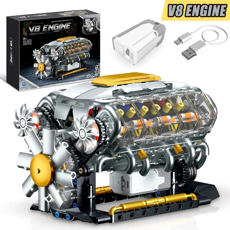 Technical V8 Engine Building Block Model – Mechanical Assembly Set for Display