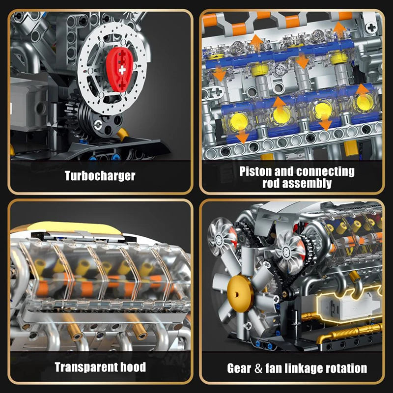 Technical V8 Engine Building Block Model – Mechanical Assembly Set for Display