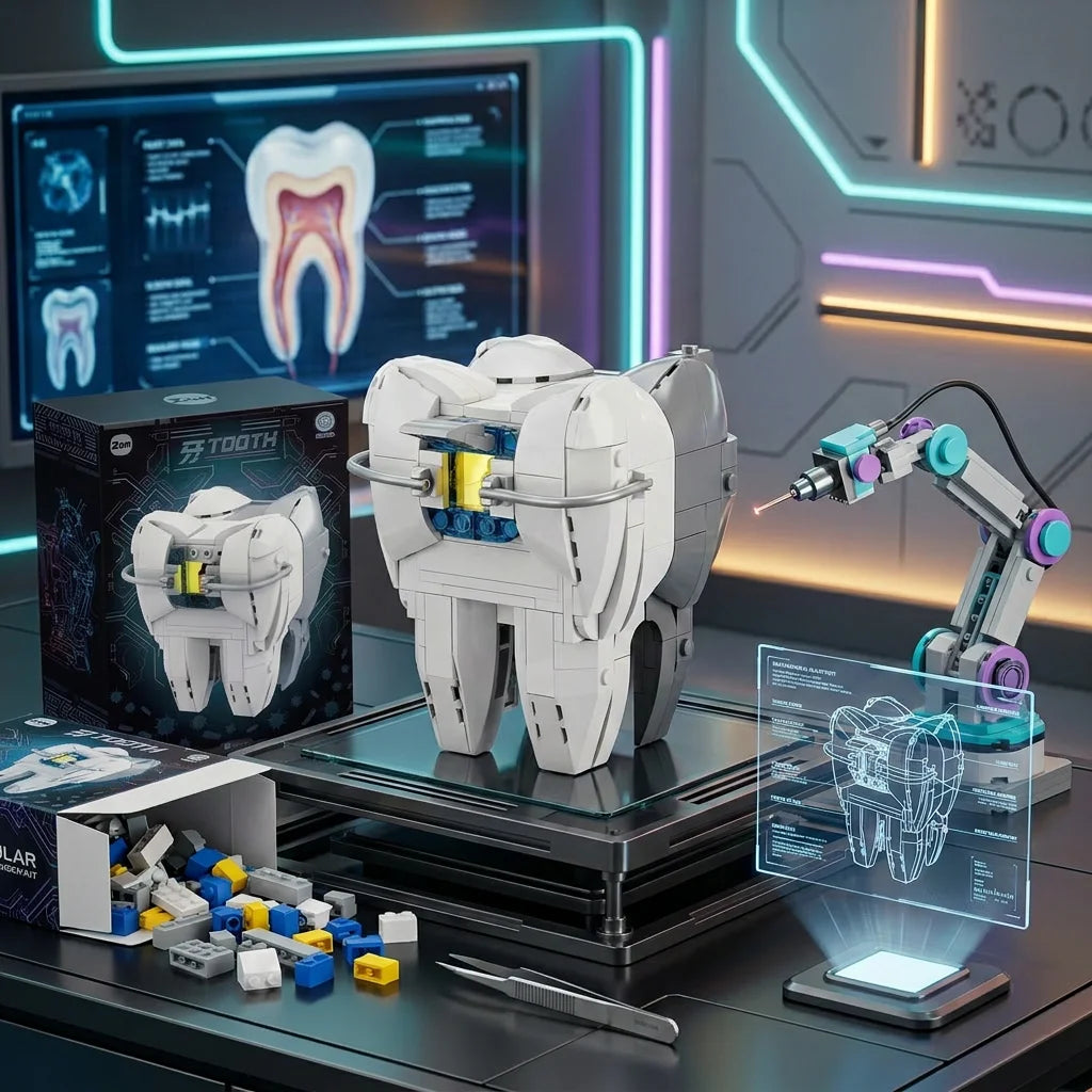 Mechanical Tooth Building Block Model with LED – Educational DIY Assembly Set for Kids