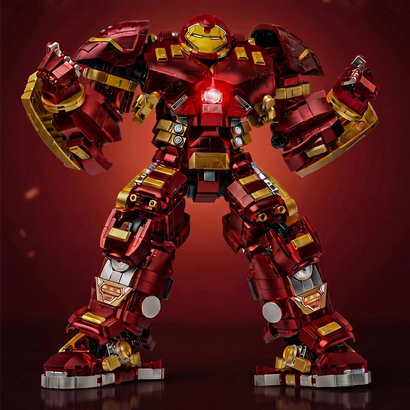 2600+ PCS Red and Gold Battle Mech Building Block Set, Large Robot Action Figure Model, DIY Construction Bricks Toy, Display Ornament and Holiday Gift