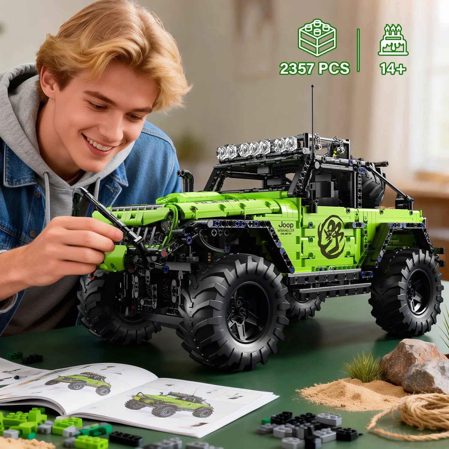 2357PCS 1:8 MOC Technical Heavy Duty Off-Road Racing Trucks Car Building Blocks 4x4 DIY Assembly Vehicle STEM Toy Gift