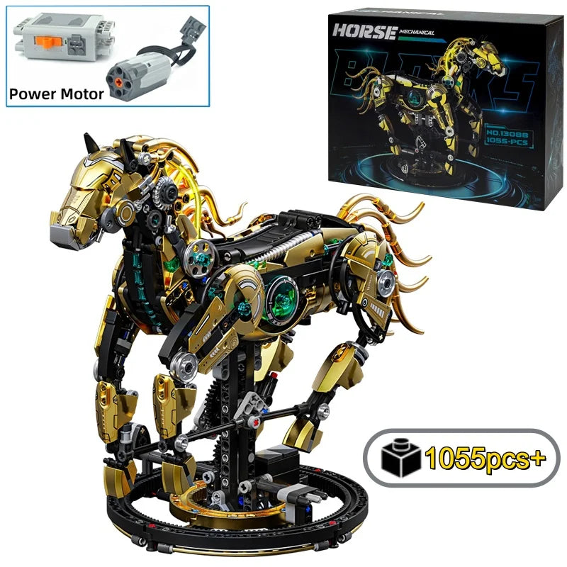 Mechanical Horse Building Set – 1,055-Piece STEM Animal Model for Play & Display