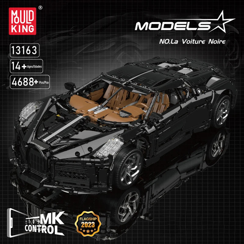 4688+PCS Technical Car Toys The MOC Black La Voiture Noire Building Block Assembly Sport Car Brick Kids Christmas Gift