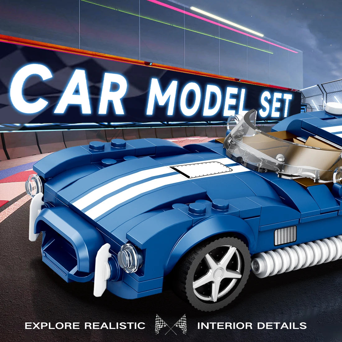 Blue Sports Car Building Kit – 312 Pieces to Build & Display
