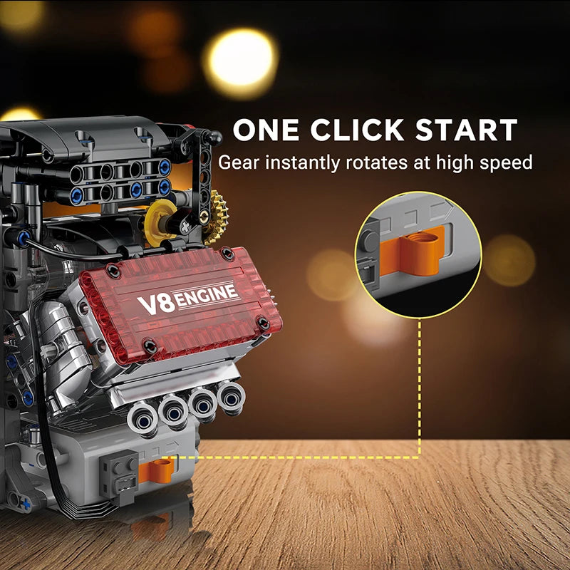 Build Your Own Motorized V8 Engine – DIY Building Set for Car Enthusiasts