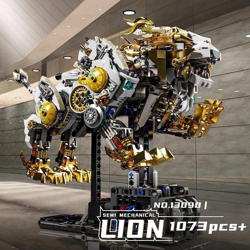 Mechanical Lion Building Blocks – Movable Parts DIY Model Kit