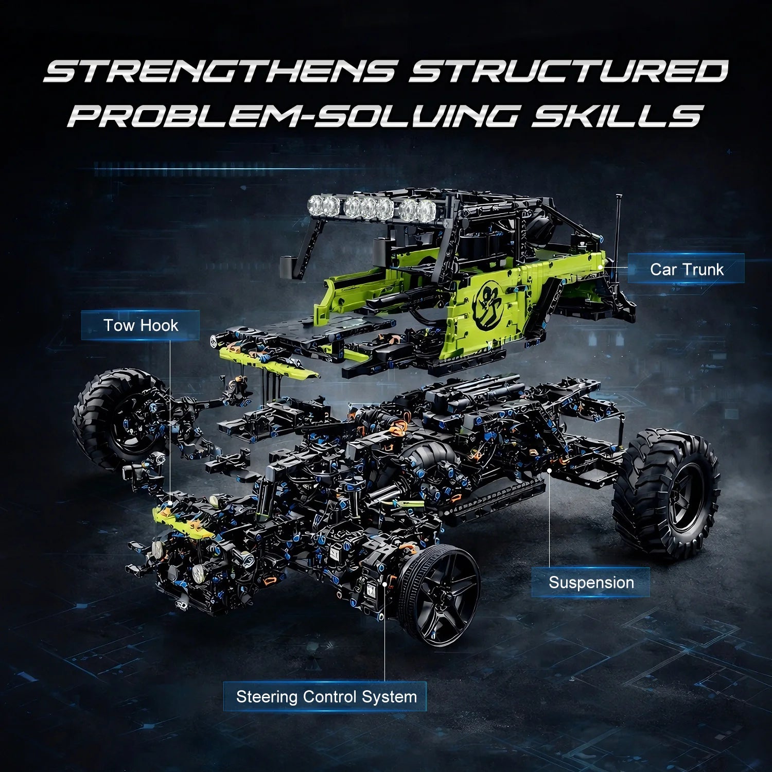 2357PCS 1:8 MOC Technical Heavy Duty Off-Road Racing Trucks Car Building Blocks 4x4 DIY Assembly Vehicle STEM Toy Gift