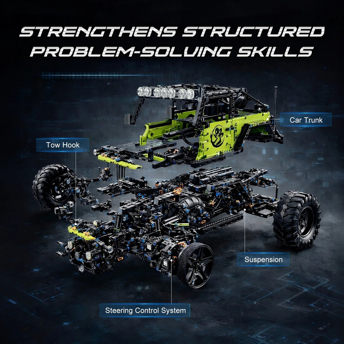 2357PCS 1:8 MOC Technical Heavy Duty Off-Road Racing Trucks Car Building Blocks 4x4 DIY Assembly Vehicle STEM Toy Gift