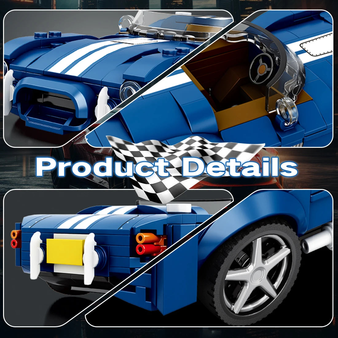 Blue Sports Car Building Kit – 312 Pieces to Build & Display