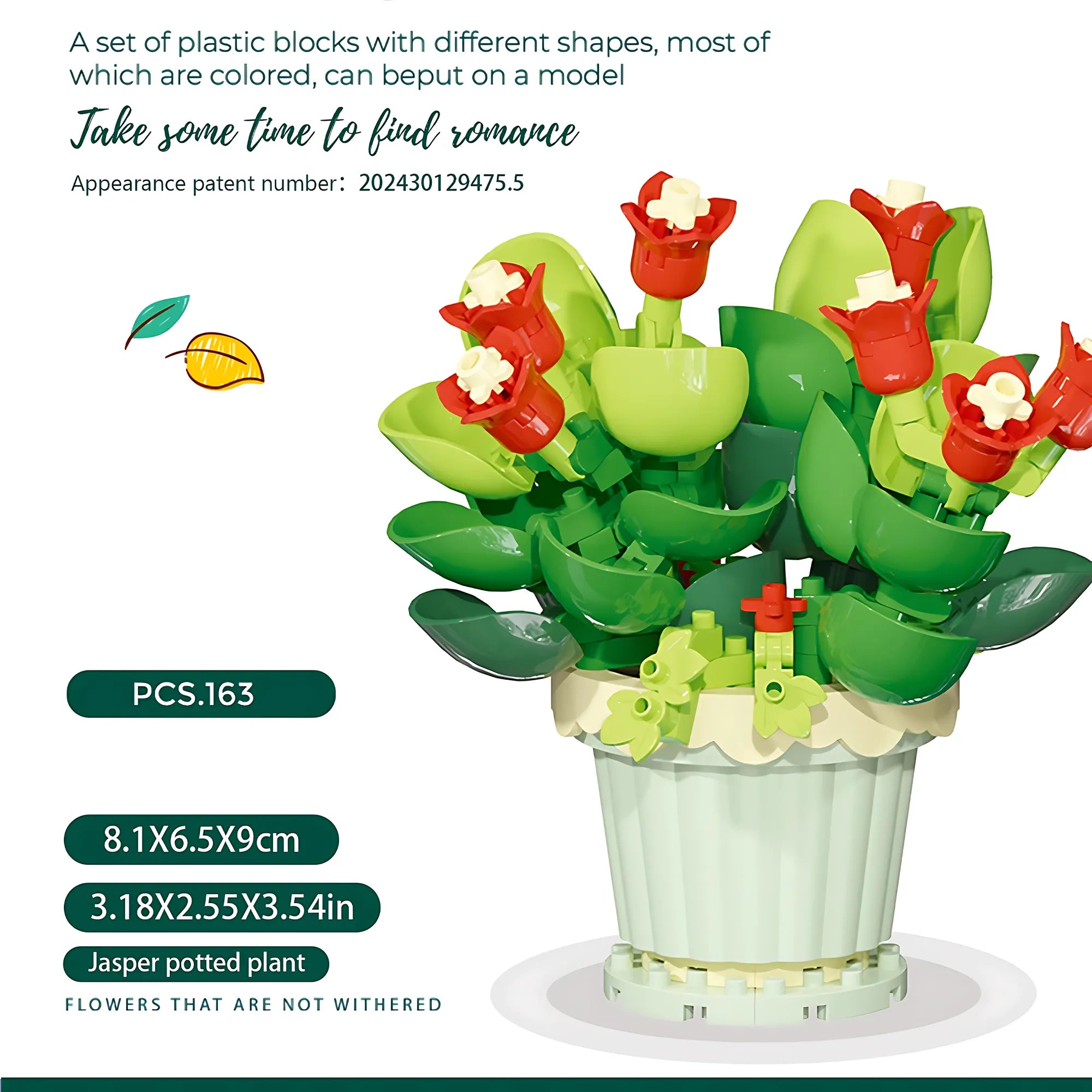 Mini Building Block Potted Flower – Micro Plant Assembly Toy Gift Model 050