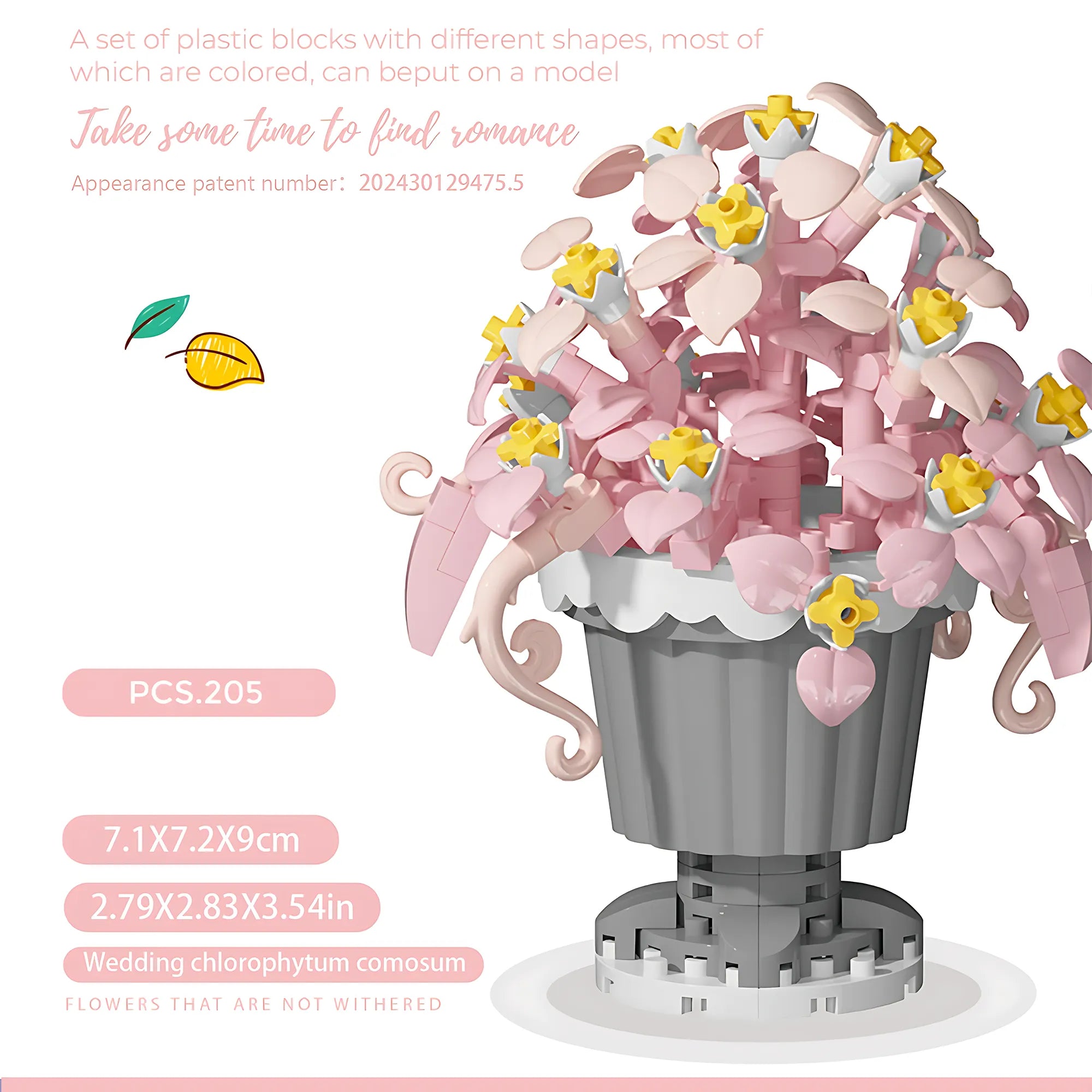 Mini Building Block Potted Flower – Micro Plant Assembly Toy Gift Model 050