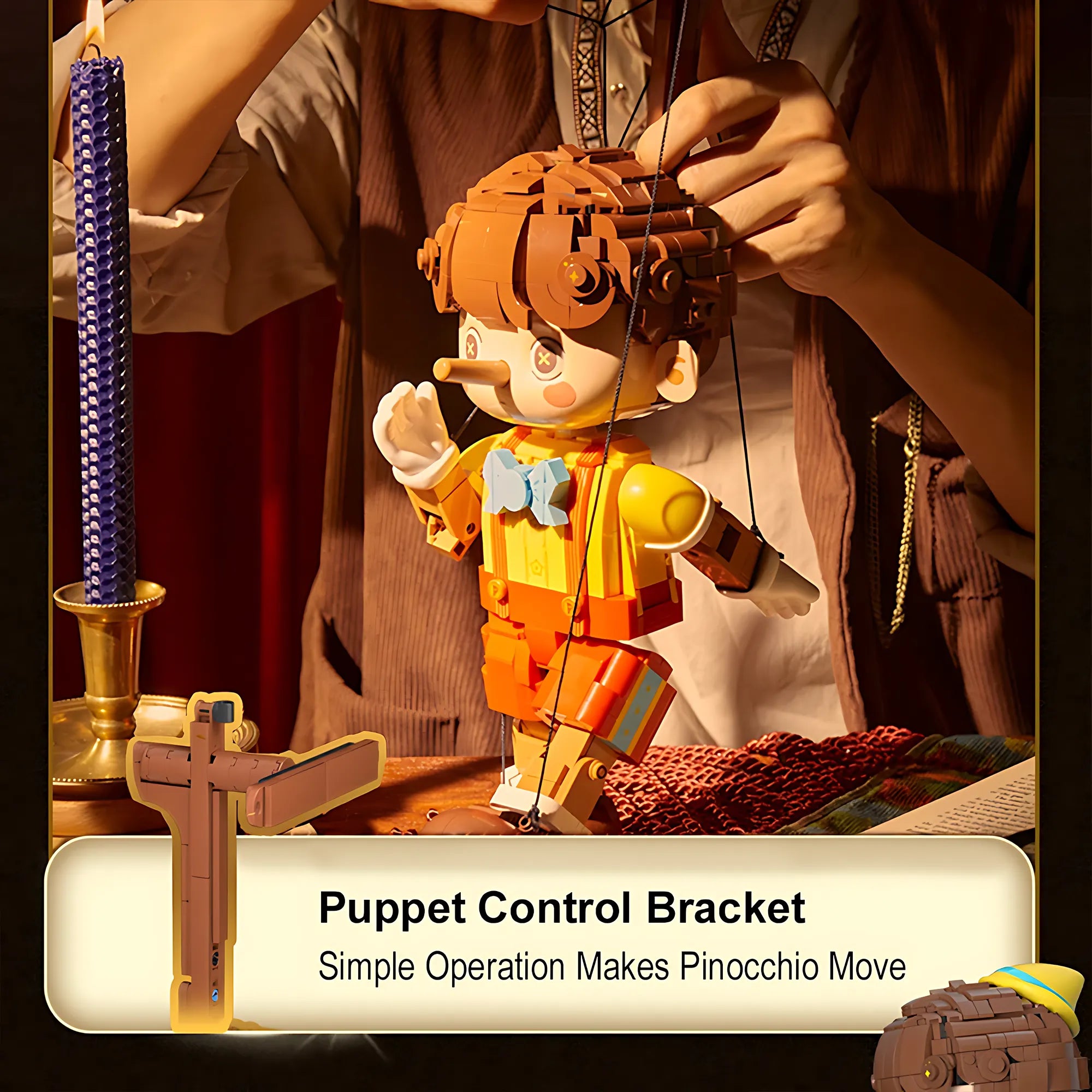 Pinocchio Building Blocks Classic Fairy Tale Long Nose Doll Puppet Model Bricks Desktop Deco Educational DIY Toys Gift