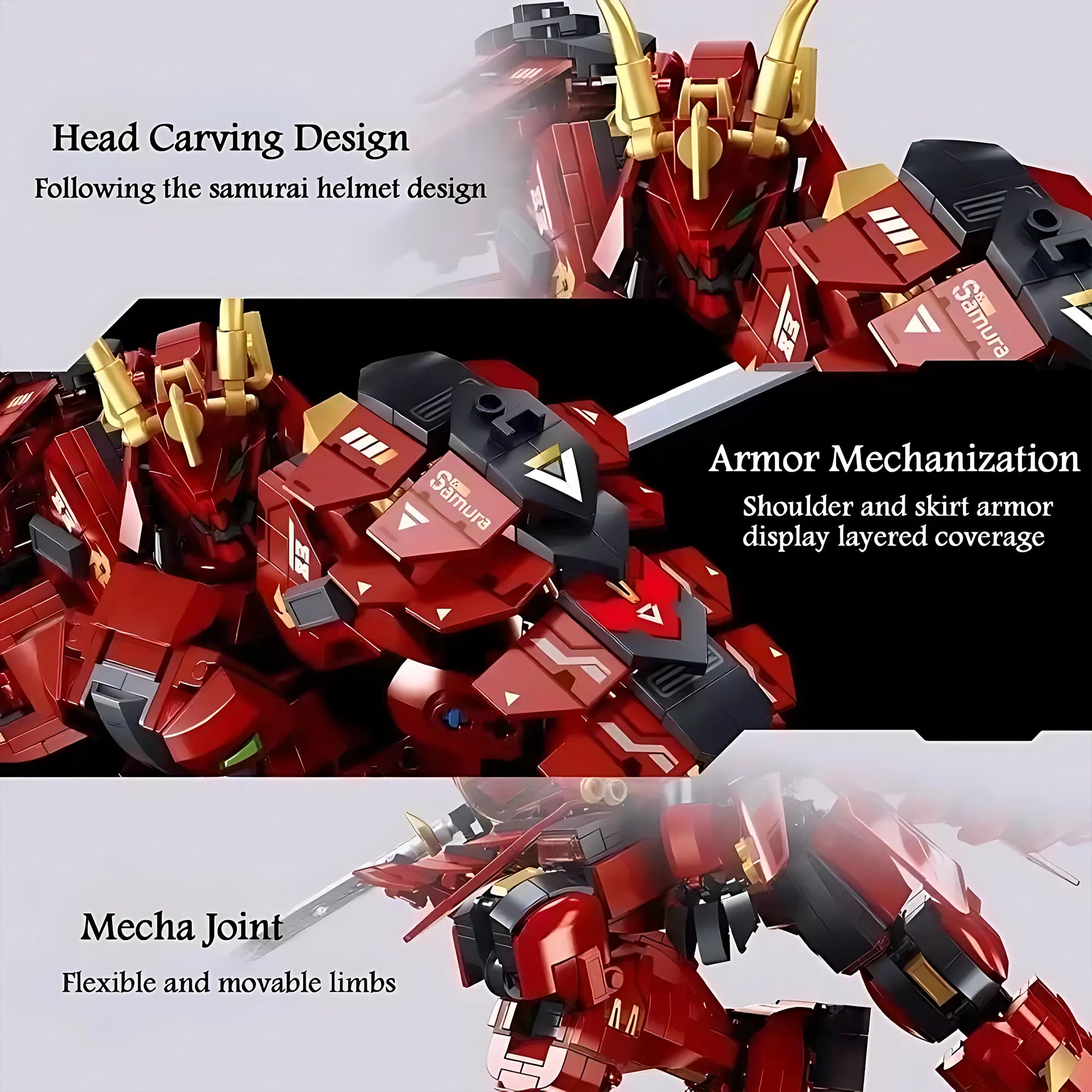 923PCS Flame War Warrior Mecha Building Blocks Mech Figure Model Bricks Desktop Decoration Display DIY Toy For Boys Gifts