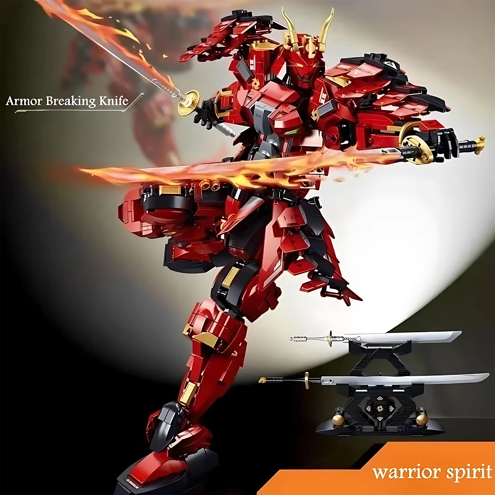 923PCS Flame War Warrior Mecha Building Blocks Mech Figure Model Bricks Desktop Decoration Display DIY Toy For Boys Gifts