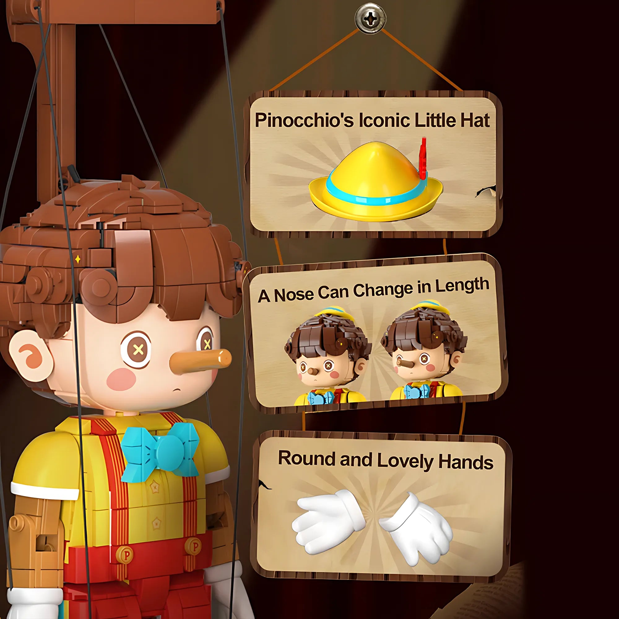 Pinocchio Building Blocks Classic Fairy Tale Long Nose Doll Puppet Model Bricks Desktop Deco Educational DIY Toys Gift