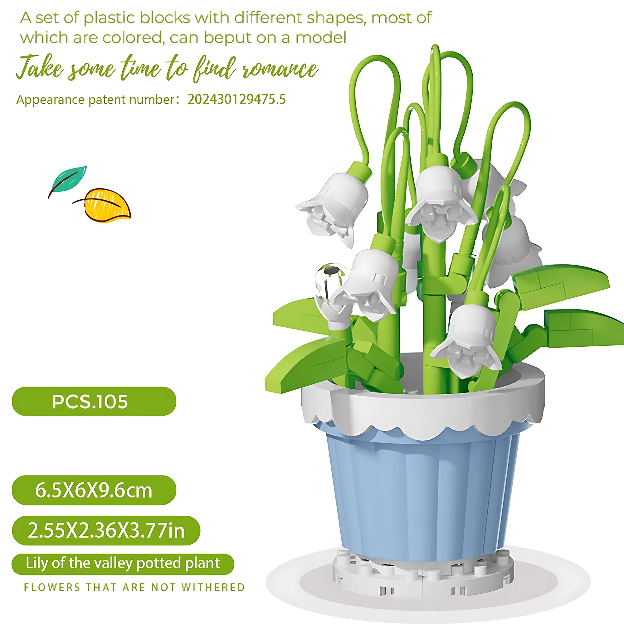 Mini Building Block Potted Flower – Micro Plant Assembly Toy Gift Model 050