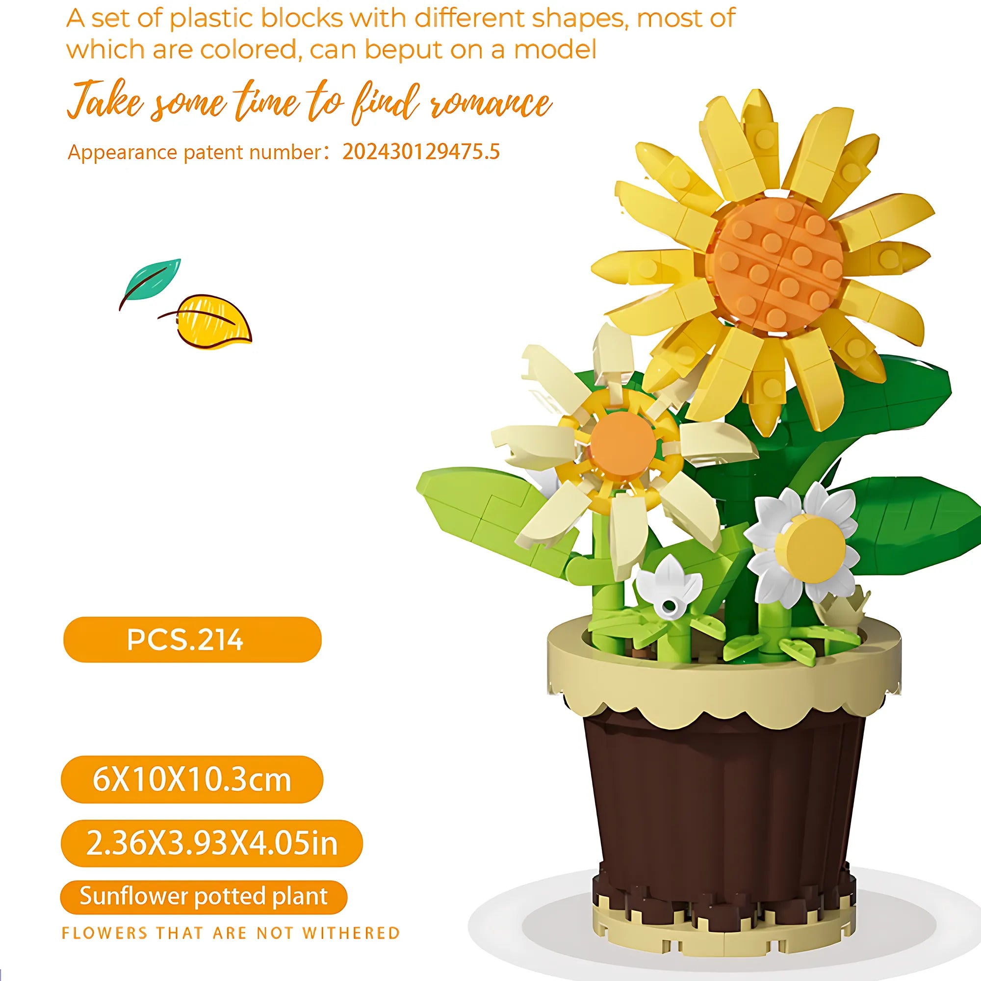 Mini Building Block Potted Flower – Micro Plant Assembly Toy Gift Model 050