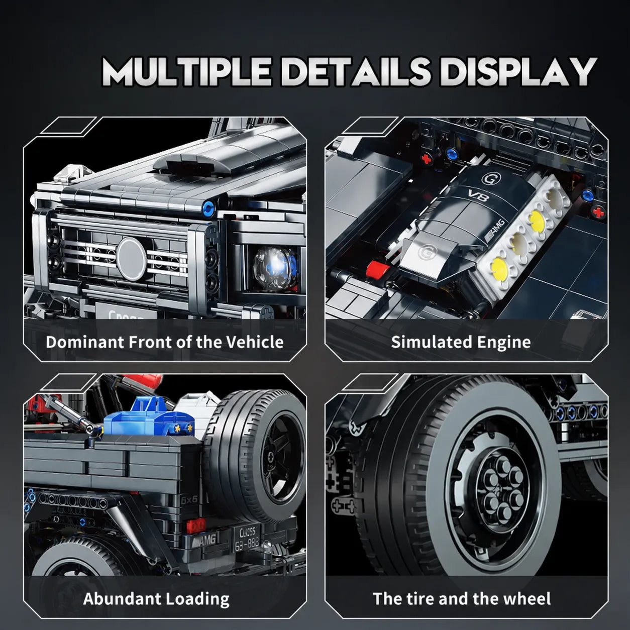 3224pcs 6x6 Black Off-Road Truck Building Blocks Set 1:8 Pickup Truck Car Construction Kit DIY Bricks Toy Gift for Adults Teen
