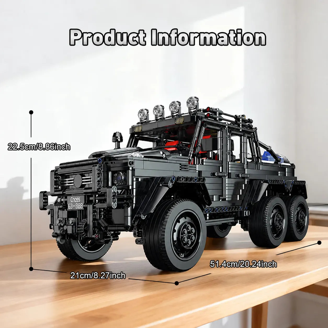 3224pcs 6x6 Black Off-Road Truck Building Blocks Set 1:8 Pickup Truck Car Construction Kit DIY Bricks Toy Gift for Adults Teen