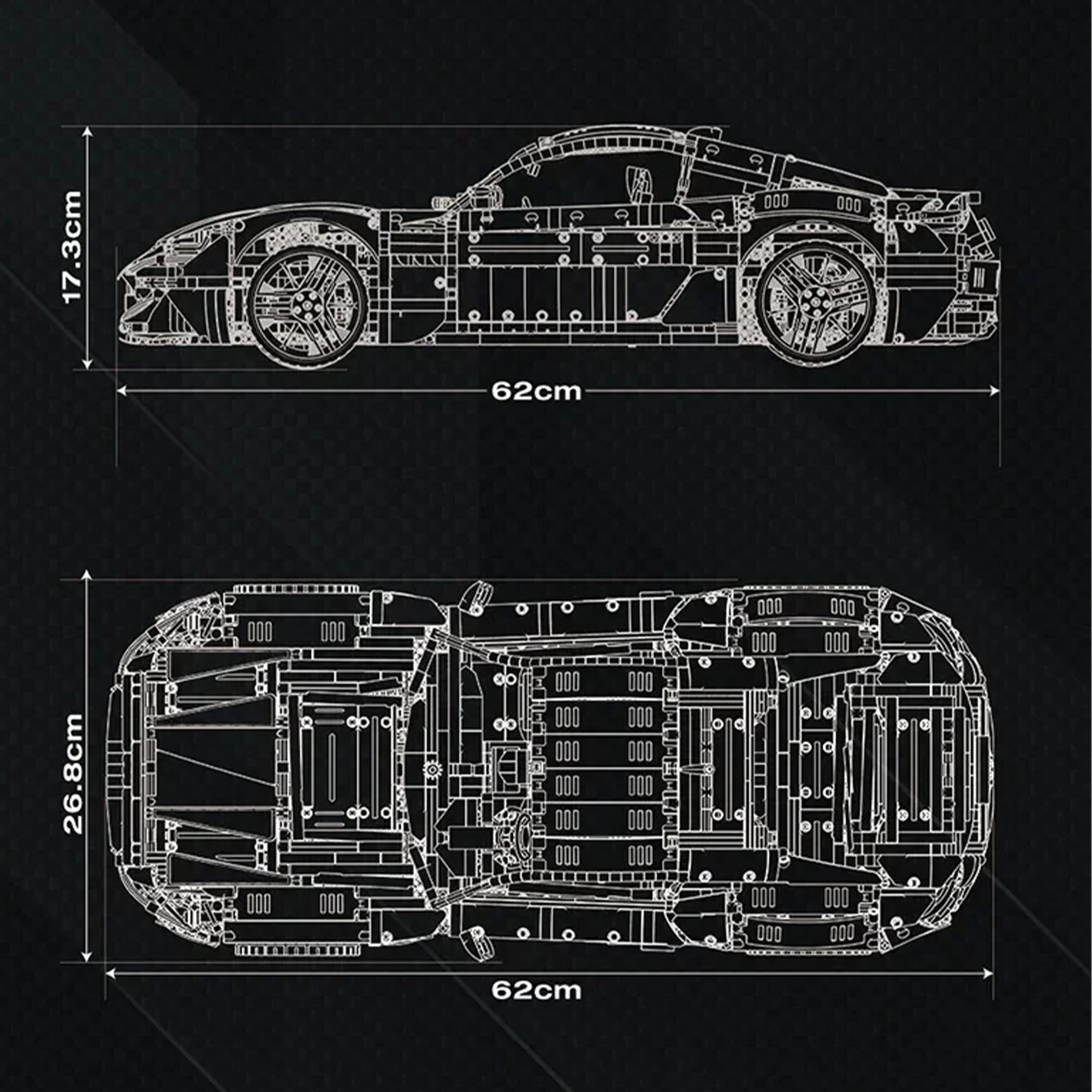 5480PCS 1:8 Technical Sports Car Building Block Model – MOC Assembly Set for Display