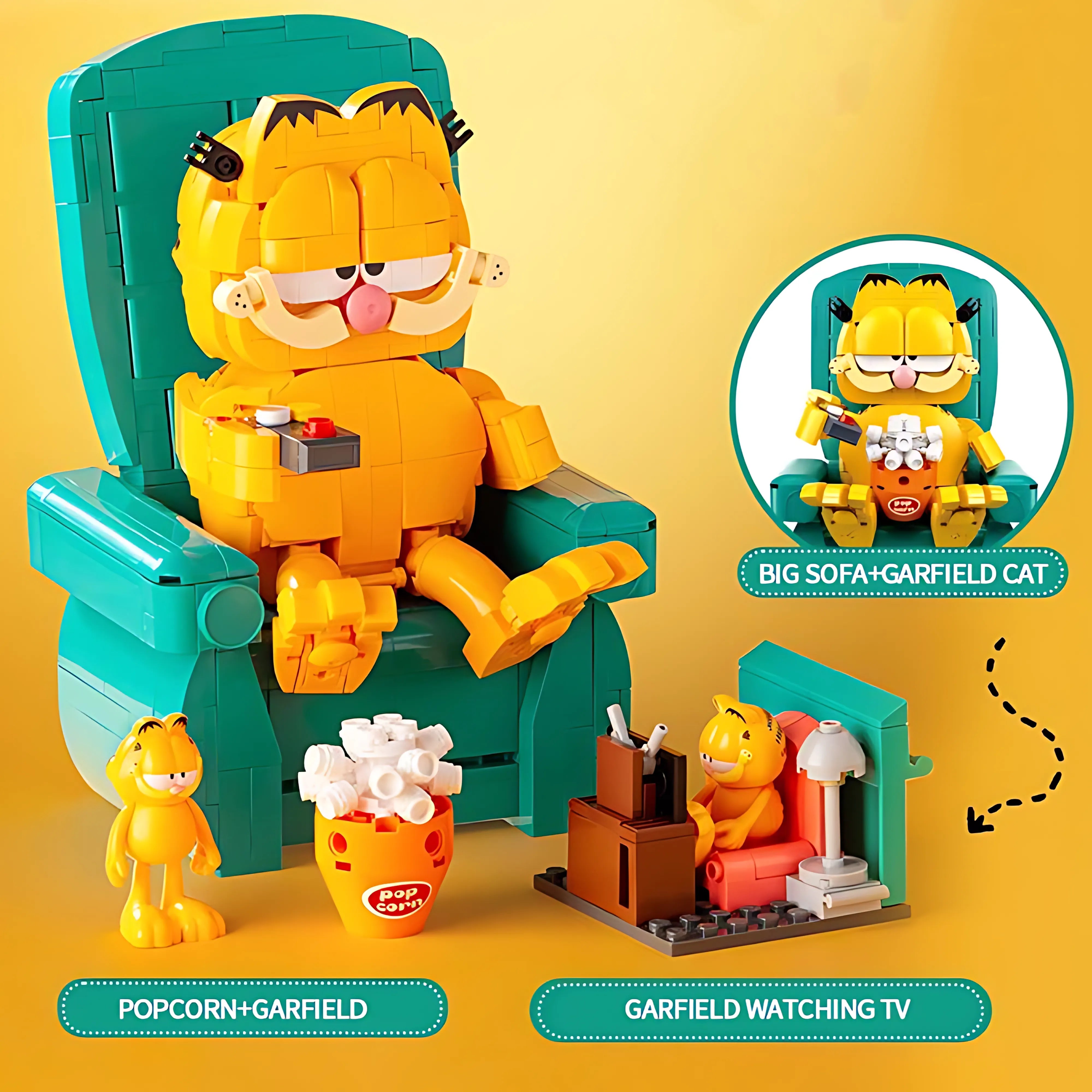Cute Cat Sofa Building Blocks – Cartoon-Style Sitting Figure for Desk Decor
