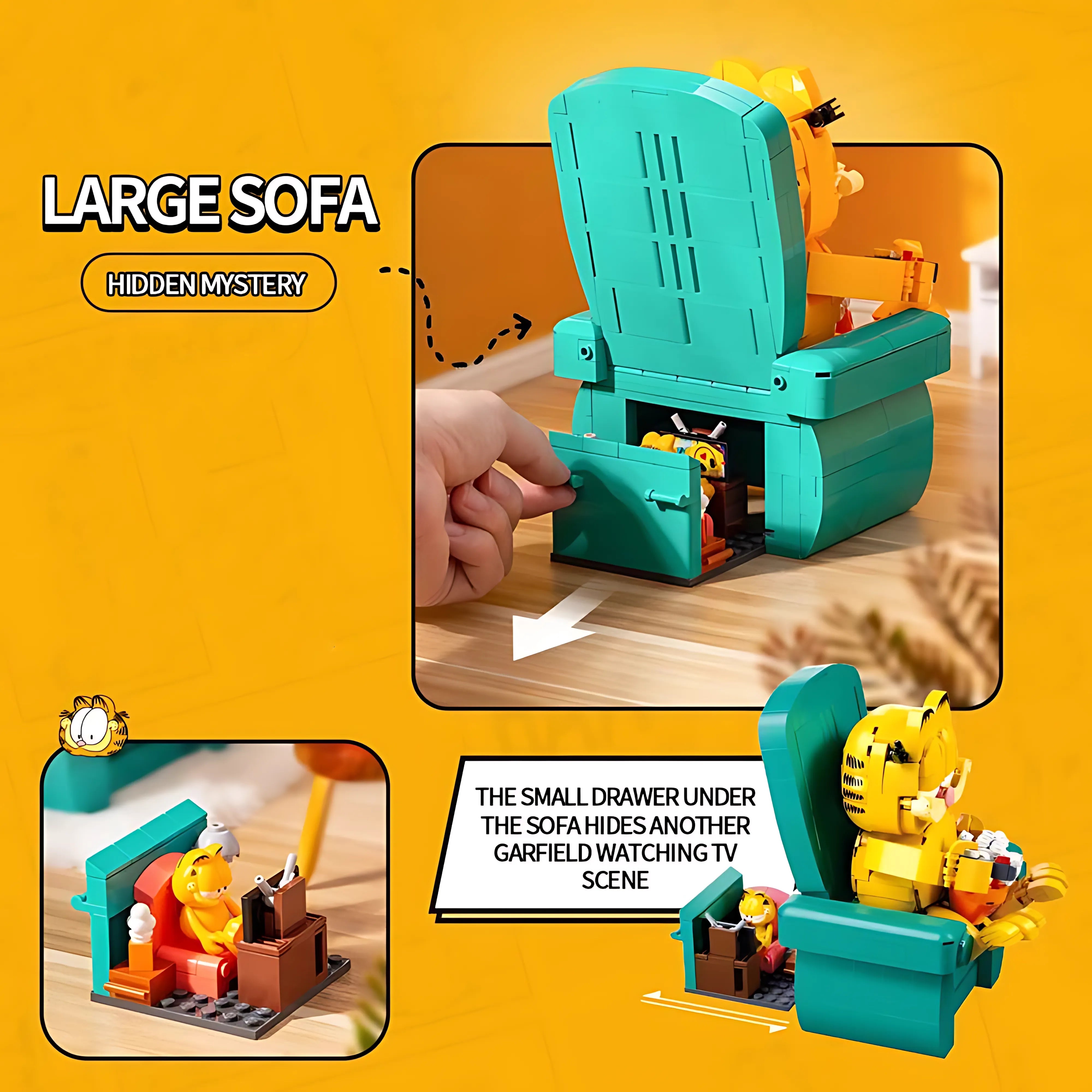 Cute Cat Sofa Building Blocks – Cartoon-Style Sitting Figure for Desk Decor